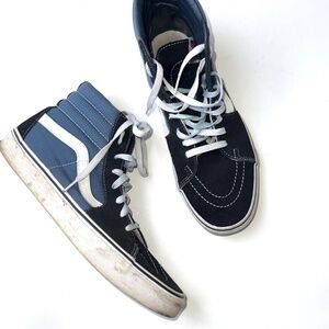 VANS $75 Mens 11.5 Sk8-Hi Blue Black White High Top Lace Up Sneakers Bin1